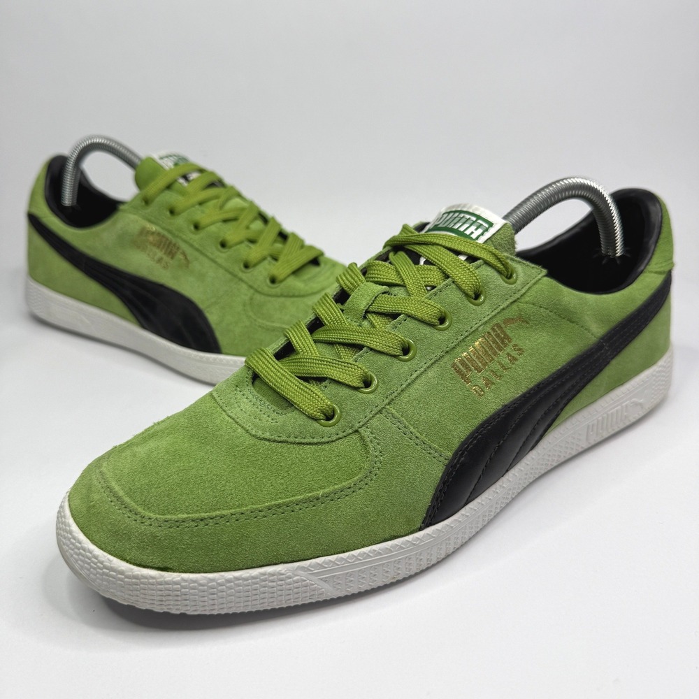 Puma Dallas Sneakers Mens 9.5 Lime Green Black Suede Low Top Shoes 350072 08